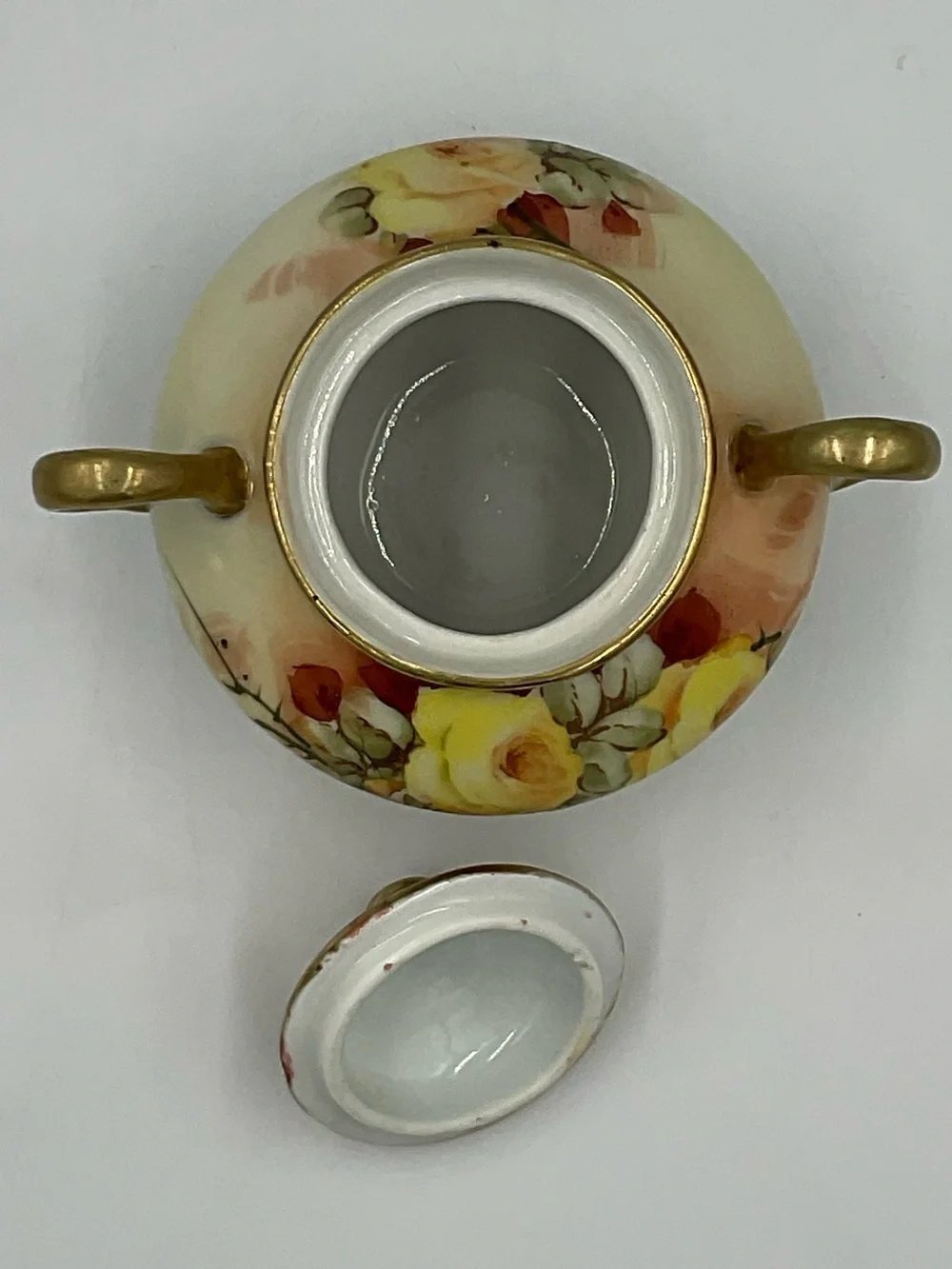 Antique TE-OH China Hand Painted Covered Sugar Bowl from Nippon Era